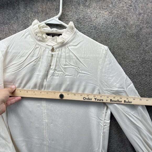 Kobi Halperin Shirt Womens Small White Silk Blend Ruffle Neck Cuff Blouse - Picture 6 of 11